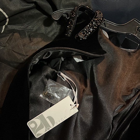 $345 Anthropologie 2brych Sz 0 Velvet party dress gorgeous new nwt pleated lbd - Picture 14 of 16